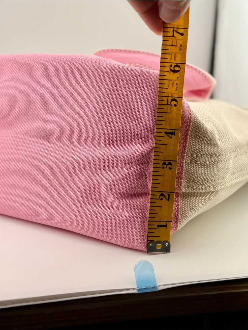 Lands' End Mini Canvas Tote with Pink Trim Pre-owned